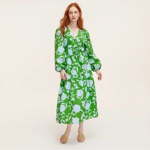 Floral Green and White Dress